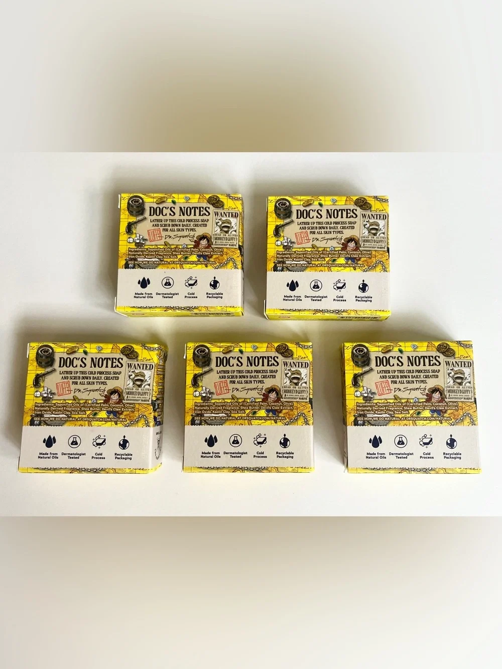 x5 DR SQUATCH x ONE PIECE Ltd Ed Straw Hat Bricc Bar Soap Luffy Zero Grit 5 oz